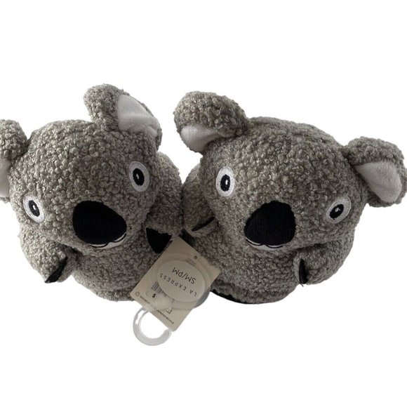Koala Slippers Cute Koala Face House Slip On Slippers with Grips New Ladies - Picture 1 of 7